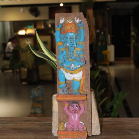 Lord Ganesh Engraved in Wooden Plank